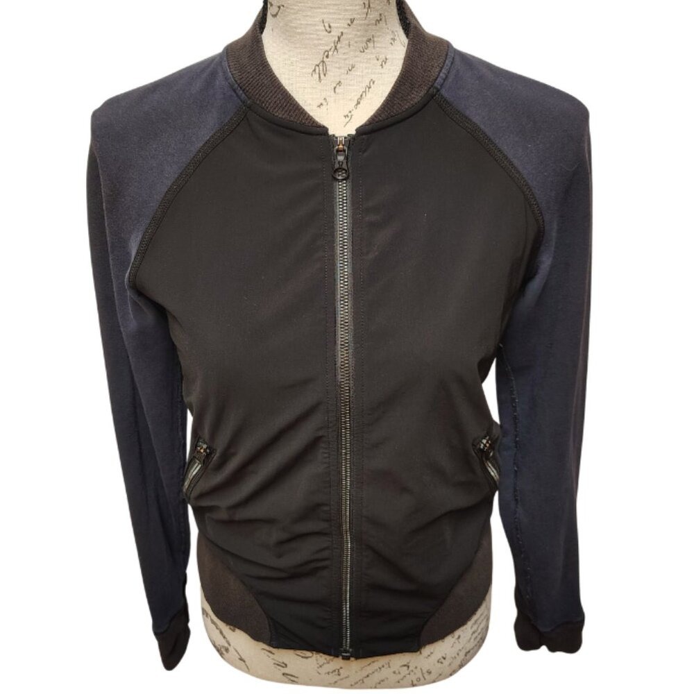 Lululemon Athletica Womens Var-City Bomber Jacket 6 Black Navy Full Zip Sporty - Picture 4 of 10